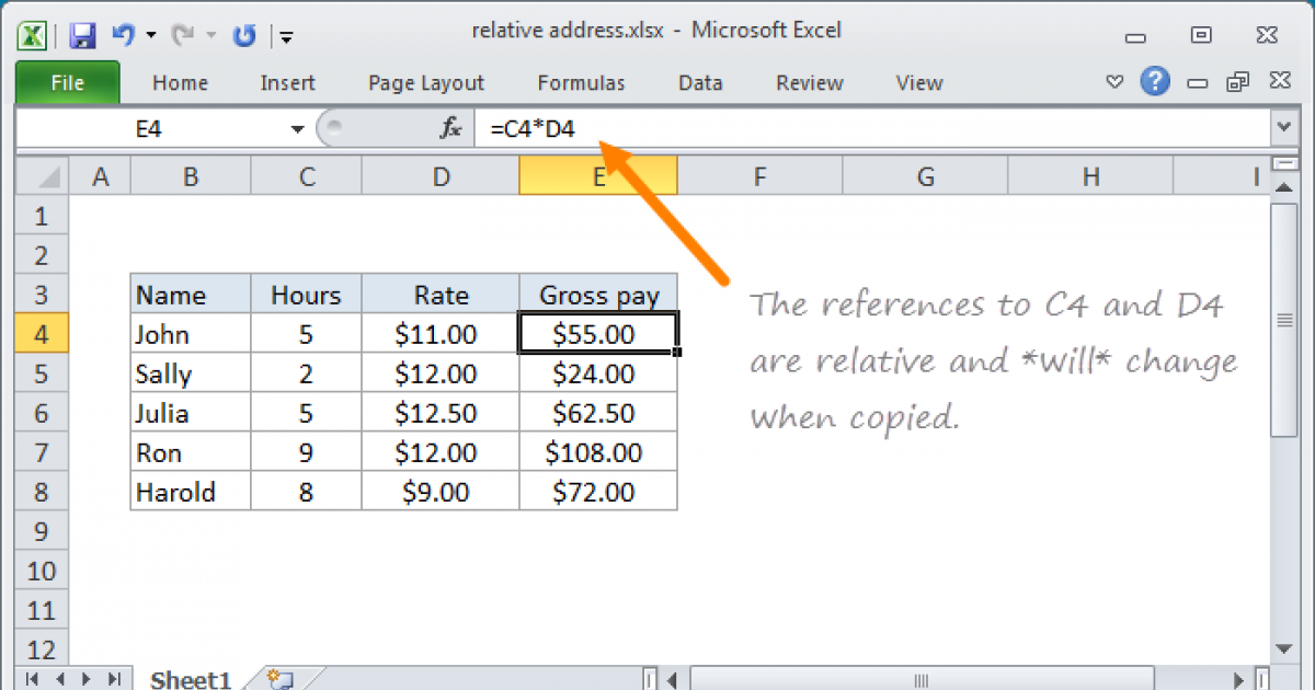 Excel Relative Reference Exceljet 5402